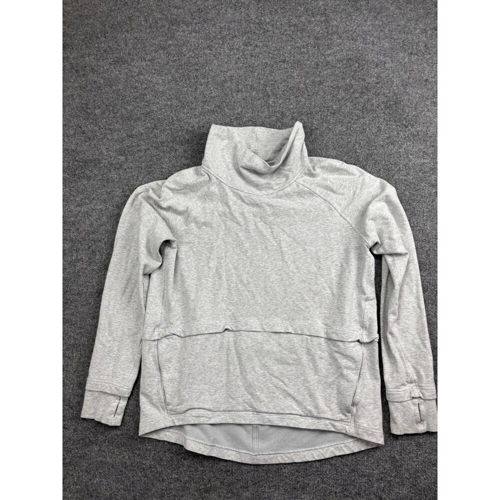 Lululemon Sweatshirt Womens 8 Gray Cowl Neck Raglan Pullover Pockets Logo